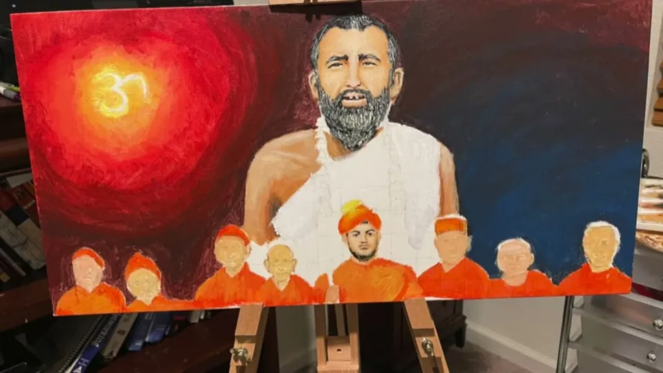 Still from a time-lapse of an acrylic portrait being painted
